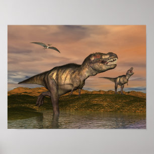 Tyrannosaurus rex dinosaurs - 3D-rendering Poster