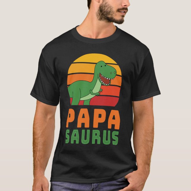 Tyrannosaurus Rex Papasaurus Dinosaur Fars dag T Shirt (Framsida)