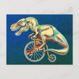 Tyrannosaurus Rex Ridning på en Cykel Vykort