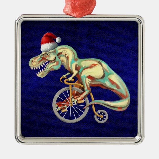 Tyrannosaurus Rex Santa Julgransprydnad Metall (Framsidan)