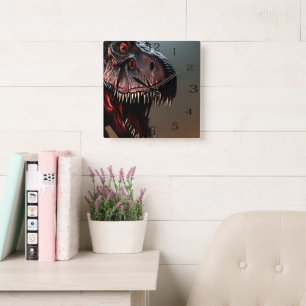 Tyrannosaurus Rex Scary Ansikte, Wall Clock Fyrkantig Klocka