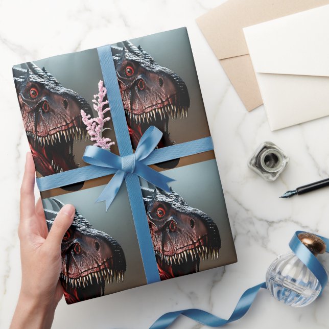 Tyrannosaurus Rex Scary Ansikte, Wrapping Papper Presentpapper (Gifting)