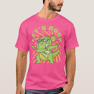 Tyrannosaurus Rex spelar gitarr T-Rex Rolig Din T Shirt