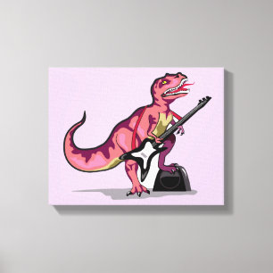 Tyrannosaurus Rex spelar gitarren. Canvastryck