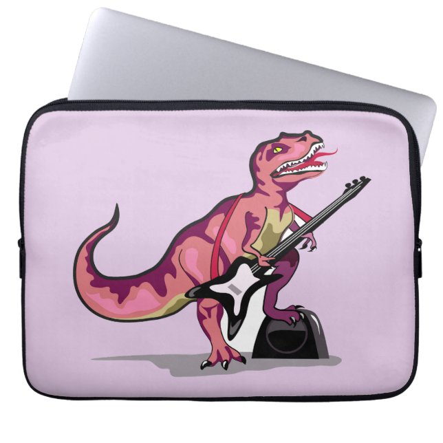 Tyrannosaurus Rex spelar gitarren. Laptop Fodral (Framsidan)