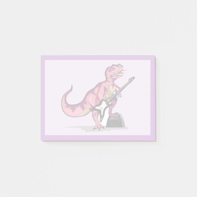 Tyrannosaurus Rex spelar gitarren. Post-it Block (Framsida)