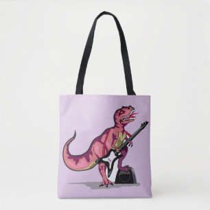 Tyrannosaurus Rex spelar gitarren. Tygkasse