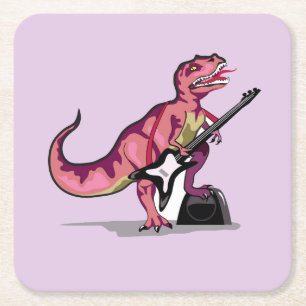 Tyrannosaurus Rex spelar gitarren. Underlägg Papper Kvadrat