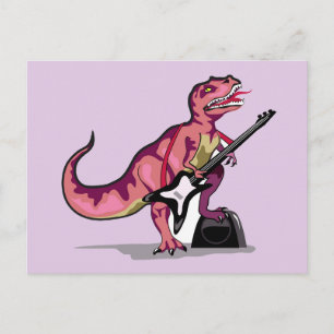 Tyrannosaurus Rex spelar gitarren. Vykort
