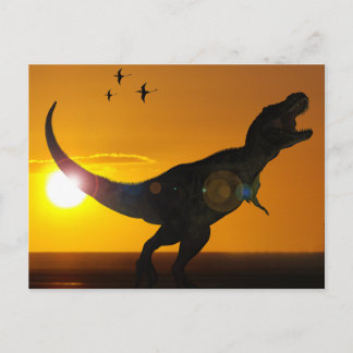 Tyrannosaurus Rex sunset stil vycard Vykort
