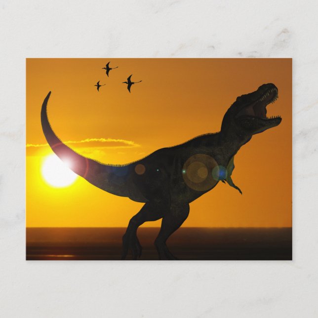Tyrannosaurus Rex sunset stil vycard Vykort (Framsida)