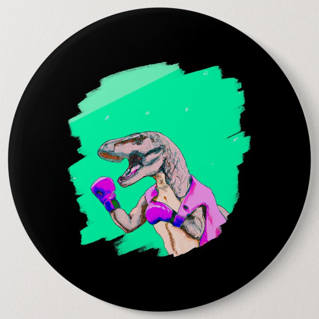 Tyrannosaurus Rex T Rex Boxing Coola Funny Dinosau Knapp (Framsida)