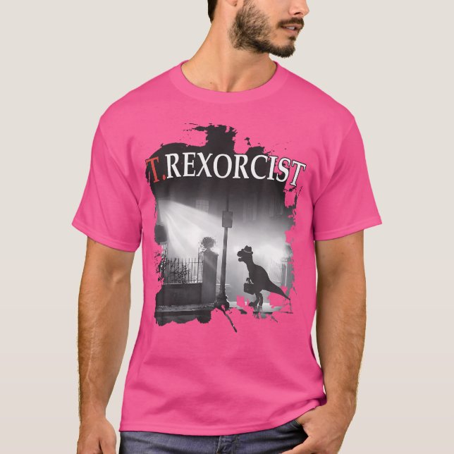Tyrannosaurus Rex Tee Shirt - T.Rexorcist Dinosaur (Framsida)