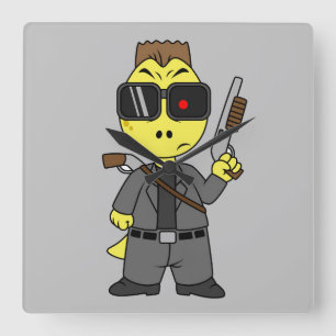 Tyrannosaurus Rex trycktes som terminator. Fyrkantig Klocka