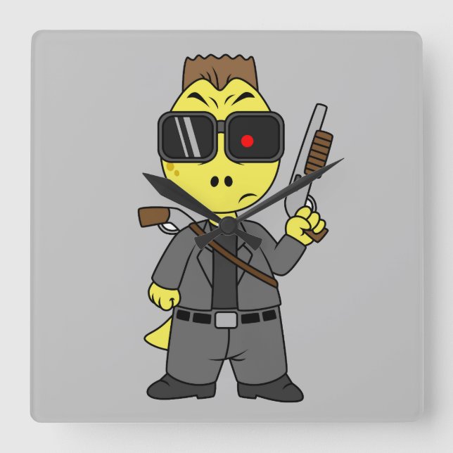 Tyrannosaurus Rex trycktes som terminator. Fyrkantig Klocka (Framsida)