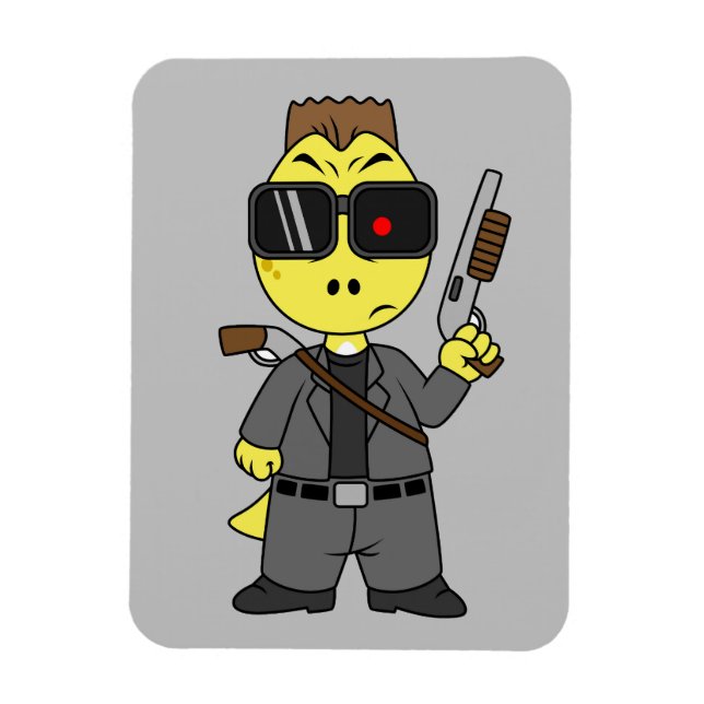 Tyrannosaurus Rex trycktes som terminator. Magnet (Vertikal)