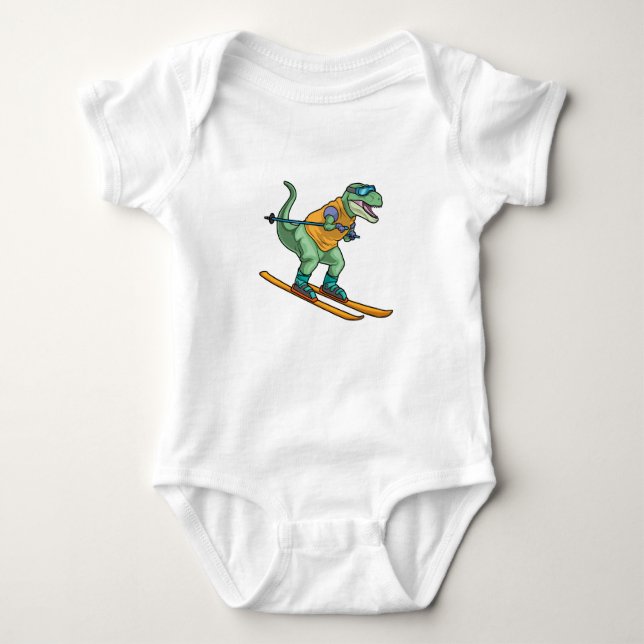 Tyrannosaurus Skier Ski goggles Ski T Shirt (Framsida)