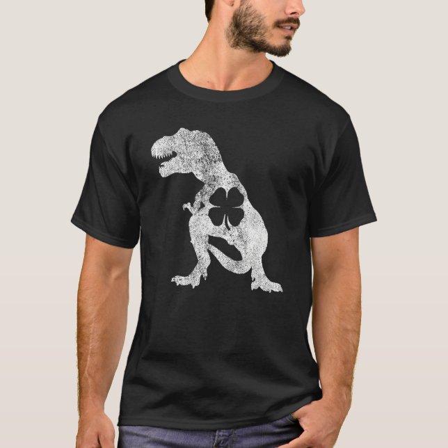 Tyrannosaurus T Rex Dinosaur ST PATRICKS DAY Irish T Shirt (Framsida)