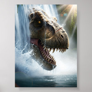 Tyrannosaurus T Rex i vattenfall Poster