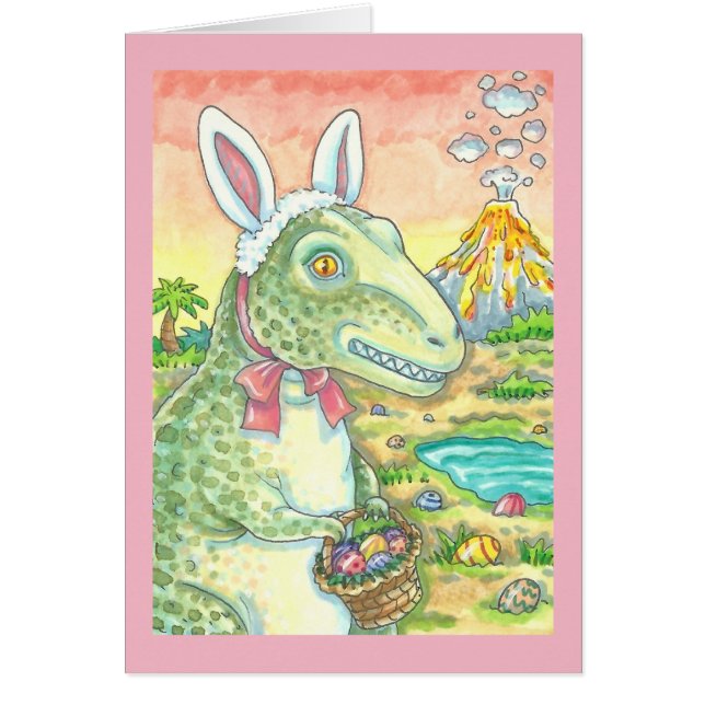 TYRANNOSAURUS T REX PÅSKHARE GREETARD HÄLSNINGSKORT (Framsidan)