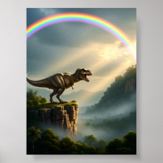 Tyrannosaurus T-Rex Rainbow Poster