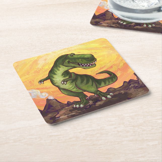 Tyrannosauruspresenter och tillbehör underlägg papper kvadrat (Vinklad)