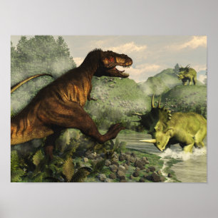 Tyrannosaurusrexstridighet mot styracosaurus poster