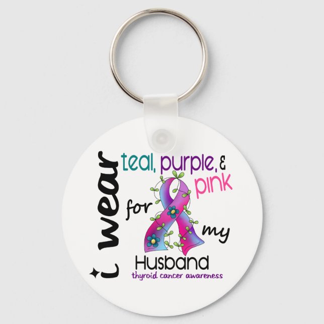 Tyreoideacancer I Bära Band för min Make 43 Nyckelring (Framsida)
