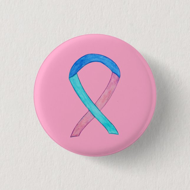 Tyreoideacancer Medvetenhet Ribbon Anpassningsbar  Knapp (Framsida)