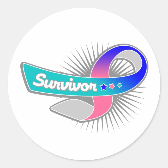 Tyreoideacancer Survivor Ribbon Runt Klistermärke (Framsida)