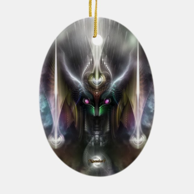 Tyrinan Horisont Gud i Krig Julgransprydnad Keramik (Baksidan)