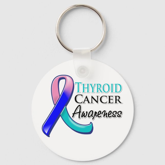 Tyroid Cancer Awareness Ribbon Nyckelring (Framsida)