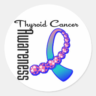 Tyroidcancermedvetenhet Gemstone Ribbon Runt Klistermärke