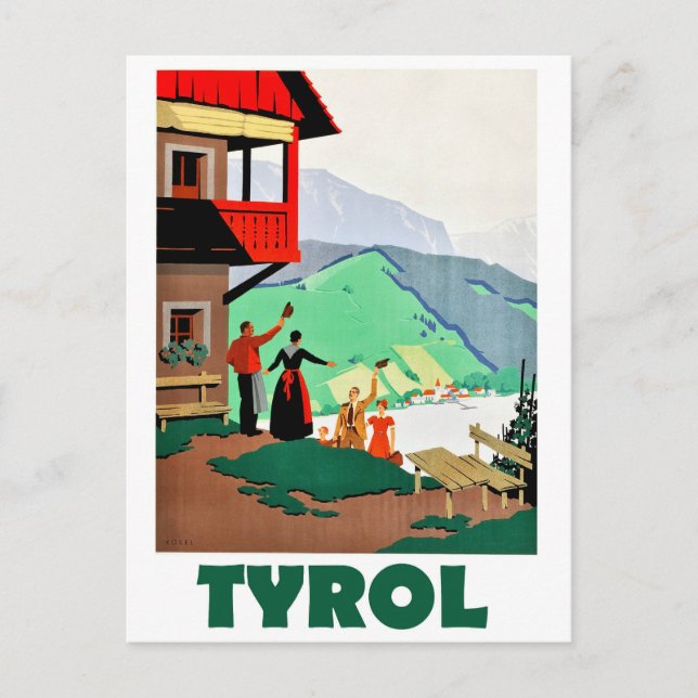 Tyrol, ett varmt välkomnande, vykort (Framsida)
