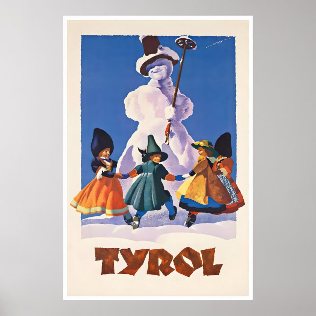 Tyrol tryck Österrike skidaffisch Österrikisk kons (Framsidan)