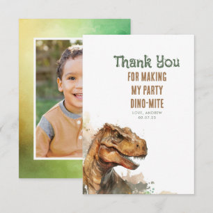 Tyronasaurus Rex Dinosaur Birthday Tack Photo Kort