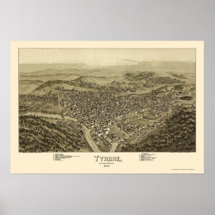 Tyrone panorama- karta för PA - 1895 Poster