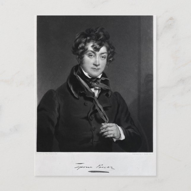 Tyrone Power, graverad av James Sands, c.1833 Vykort (Framsida)