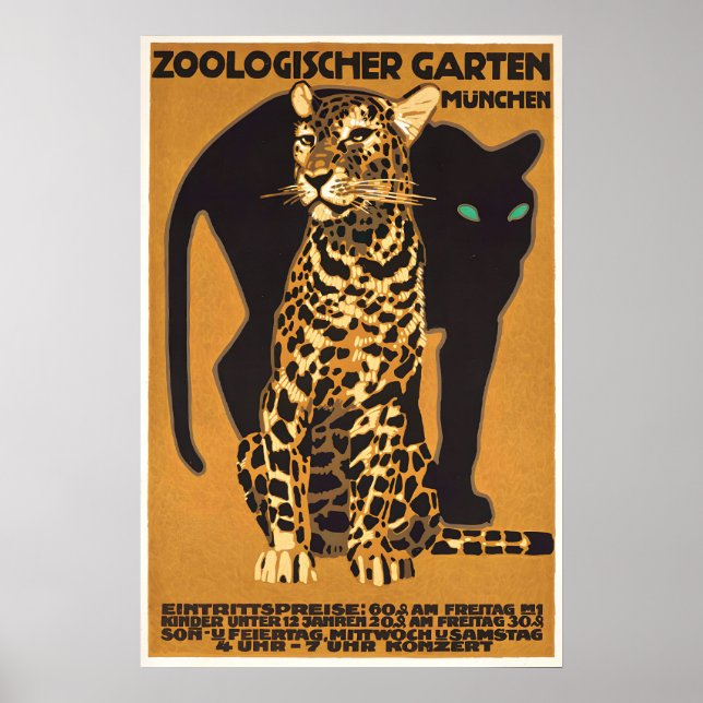 Tysk affisch Leopard Zoo München, Tyskland av (Framsidan)