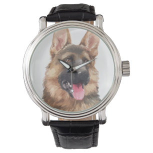 Tysk älsklings- vattenfärg för herdehundschäfe armbandsur