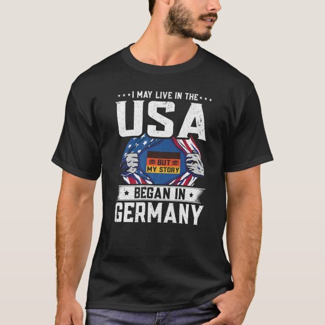 Tysk amerikansk Flagga Min artikel börjar Tysklant T Shirt (Framsida)