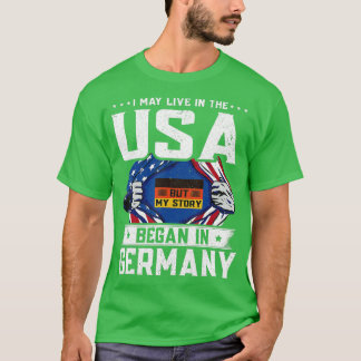 Tysk amerikansk Flagga - Min berättelse började Ty T Shirt