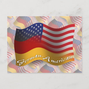 Tysk-amerikansk Wave-Flagga Vykort