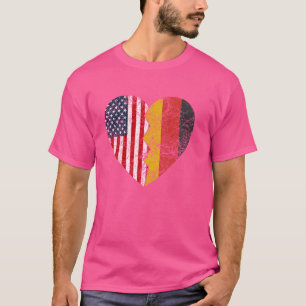 Tysk-amerikanska flaggor hjärta USA Tyskland T Shirt