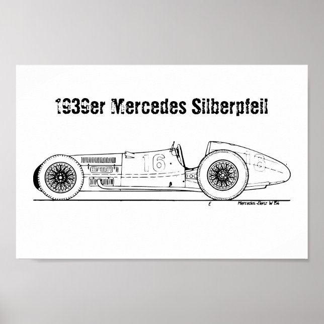 Tysk autounionssymbol 1939 Silver-pil Poster (Framsidan)