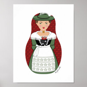 Tysk, bayersk Matryoshka-affisch Poster