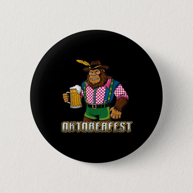 Tysk Bigfoot Sasquatch Beer Lederhose Funny _2 Knapp (Framsida)