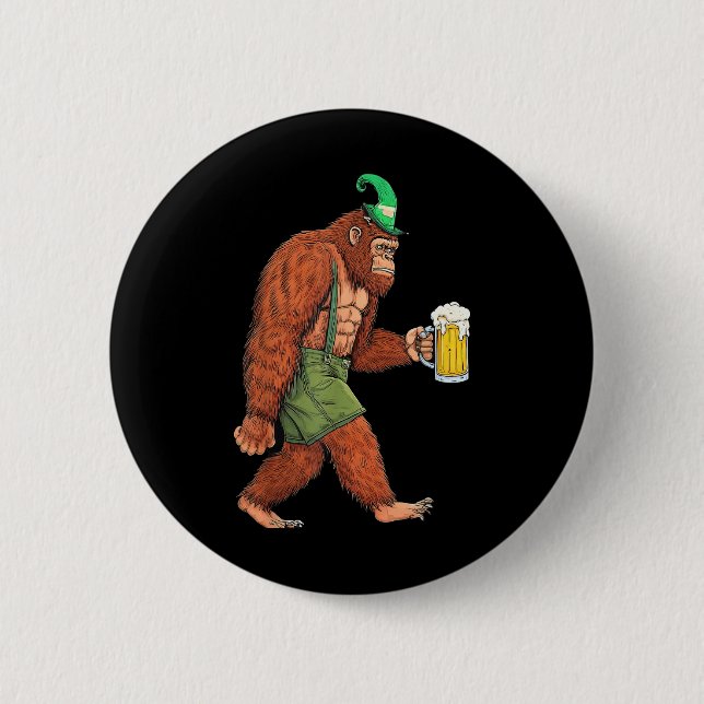 Tysk Bigfoot Sasquatch Beer Lederhose Funny _2 Knapp (Framsida)