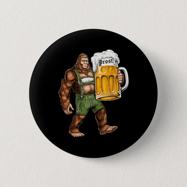 Tysk Bigfoot Sasquatch Lederhose Funny Knapp (Framsida)