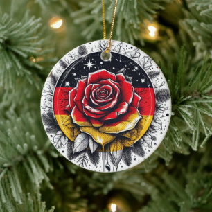TYSK BLOMMIGT FLAGGA INSPIRED JULGRANSPRYDNAD KERAMIK